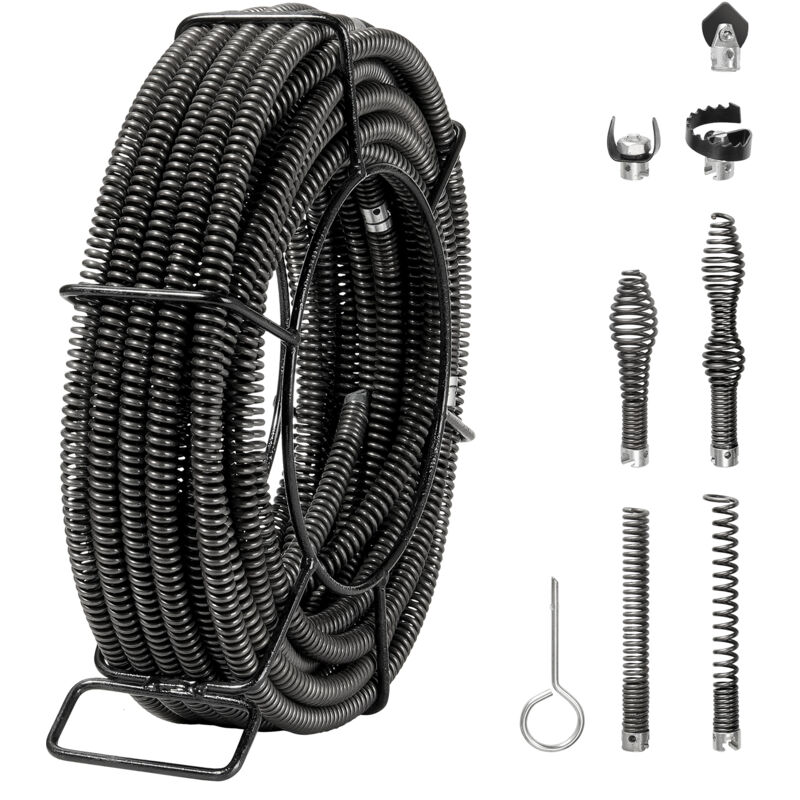 Mophorn Vevor Rohrreinigungsspirale 20 M X 16 Mm, Professionelles Rohrreinigungskabel Mit 7 Schneidern Für Rohre Von 20 Bis 100 Mm,