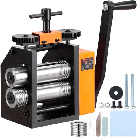 MOPHORN VEVOR Rolling Mill, 3"/76 mm Jewelry Rolling Mill Machine, 1: 2 Gear Ratio, 3-in-1 Multi-function Rolling Mill, 0.1-7mm Press Thickness for Metal Jewelry Making Sheet Square Wire Semicircle Pattern