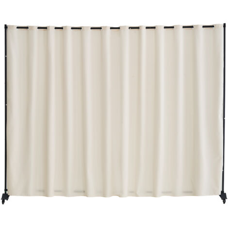 VEVOR Room Divider, Portable Panel Room Divider with Wheels Curtain Divider Stand, Freestanding Room Divider Privacy Screen for Office, Bedroom, Dining Room, Study, Beige