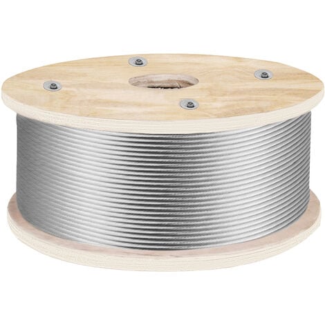 VEVOR Rotolo di Cavo Acciaio Inox Lunghezza 152m Corda in Acciaio Inox 4,8mm Appeso Bobina di Filo 1x19 Fili Forza Resistenza alla Rottura max. 1905,1kg, Bobina di Cavo in Acciaio Inox Diametro 4,8mm
