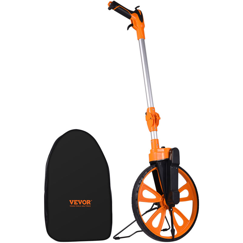 VEVOR Roue de Mesure 317,5 mm Odometre de Distance 9999,9 m Roue de Mesure Reglable 101-52 cm Poignee Pliable Conception Centree Mecanique Frein a