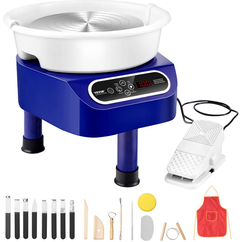 Vevor - Roue de Poterie 280 mm, Tour de Potier Electrique 450 w, avec Pedale Ecran Tactile lcd, Mini Roue de Poterie a Entrainement Direct, 3 Pieds,