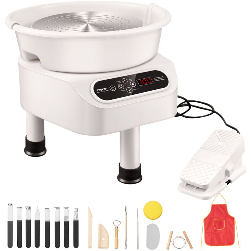 Vevor - Roue de Poterie 280 mm, Tour de Potier Electrique 450 w, avec Pedale Ecran Tactile lcd, Mini Roue de Poterie avec 3 Pieds de Support, pour