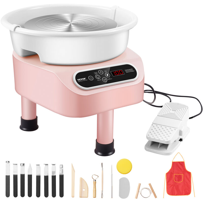 Vevor - Roue de Poterie 280 mm, Tour de Potier Electrique 450 w, avec Pedale Ecran Tactile lcd, Mini Roue de Poterie avec 3 Pieds de Support, pour