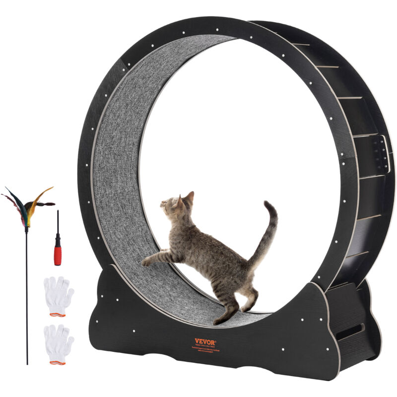 VEVOR Roue deExercice pour Chat 1100 mm Grande Roue de Course deInterieur, avec Tapis Roulant Amovible, Teaser pour Chat pour Courir, Marcher,