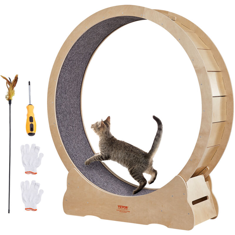 Vevor – Roue d'exercice pour chat 1320 mm – En bois massif multicouche – Base stable 340 mm – Roue silencieuse pour exercice intérieur