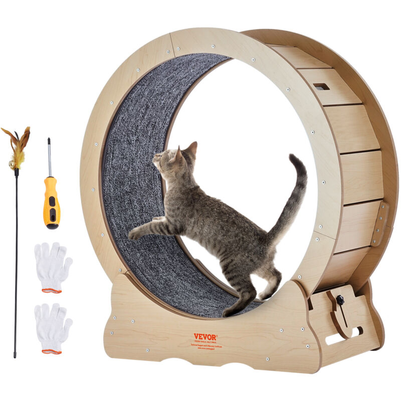 Roue deExercice pour Chat 750 mm Grande Roue de Course pour Chat deInterieur, avec Tapis Roulant Amovible, Teaser pour Chat pour Courir, Marcher,