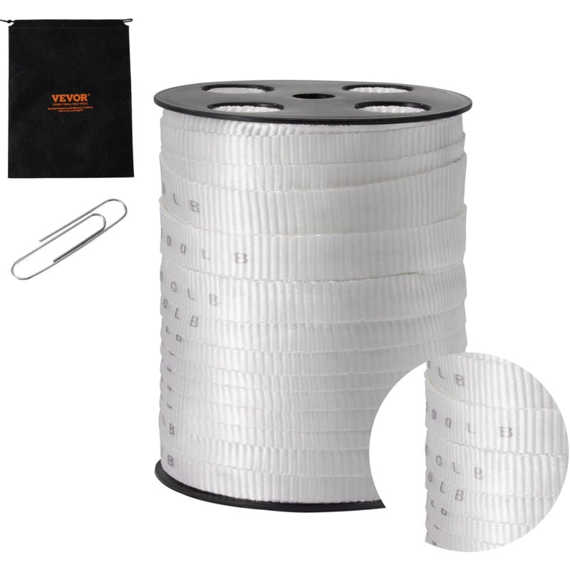 Mophorn - vevor Ruban de traction en polyester, 80,8 m x 1,9cm, corde plate, capacite de traction 1134 kgf, ruban sangle imprimee pour emballage,