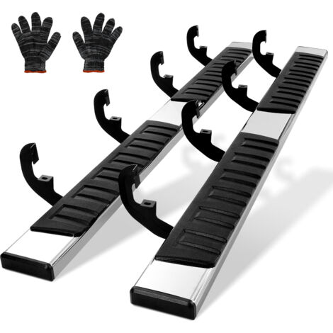 VEVOR Running Boards,6" Step Bars Compatible with 2019-2023 Chevy Silverado/GMC Sierra 1500/2020-2024 Silverado/Sierra 2500/3500HD Crew Cab, 201 Stainless Steel Side Steps Nerf Bars, 500LBS, 2 Piece