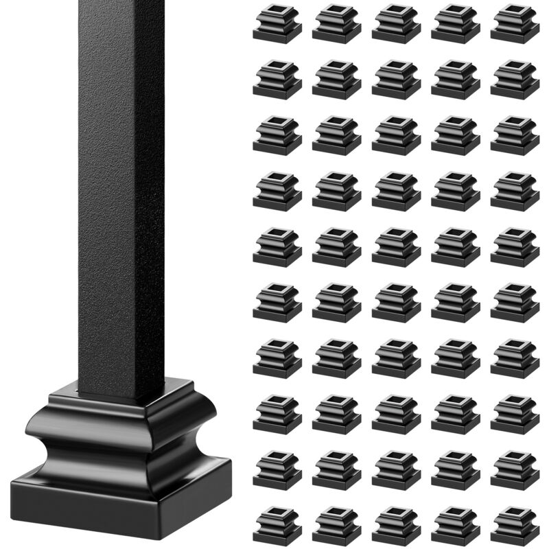 VEVOR Sabots de Garde-corps Carres 50PCS Base Support de Balustre en Alliage deAluminium Plate avec Trous de Vis pour Balustrades Rampes deEscalier