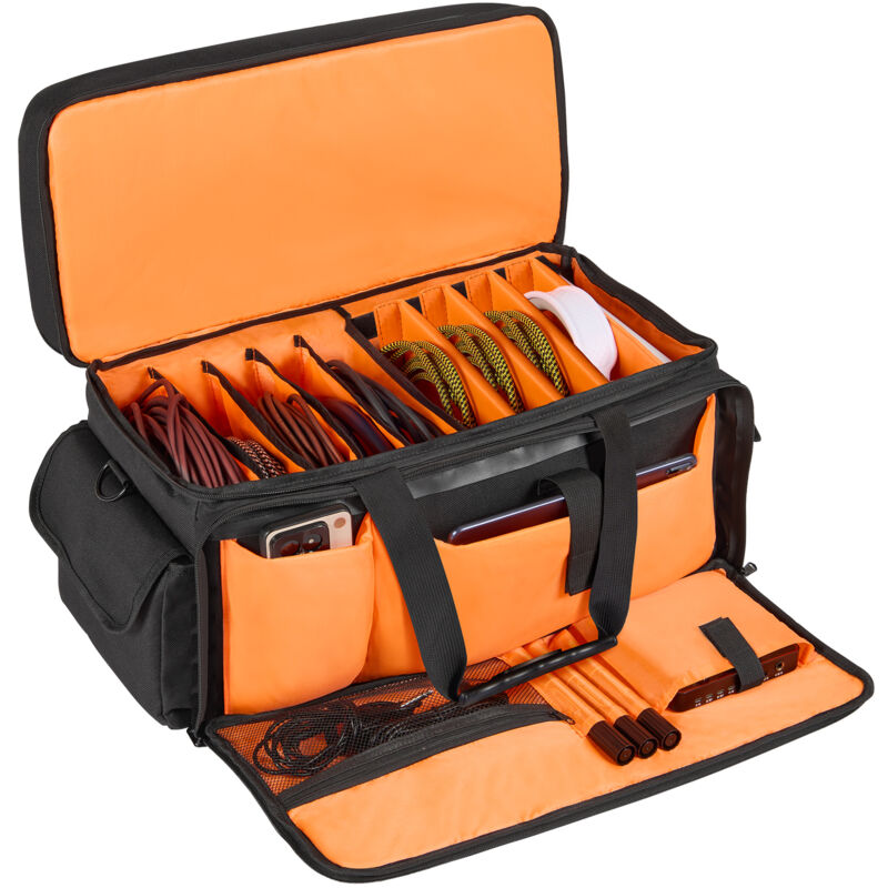 Vevor Sac de rangement pour cables dj tissu Oxford 1200D sac de transport dj, 9 separateurs detachables, bandouliere rembourree 1,5 m, coussinet
