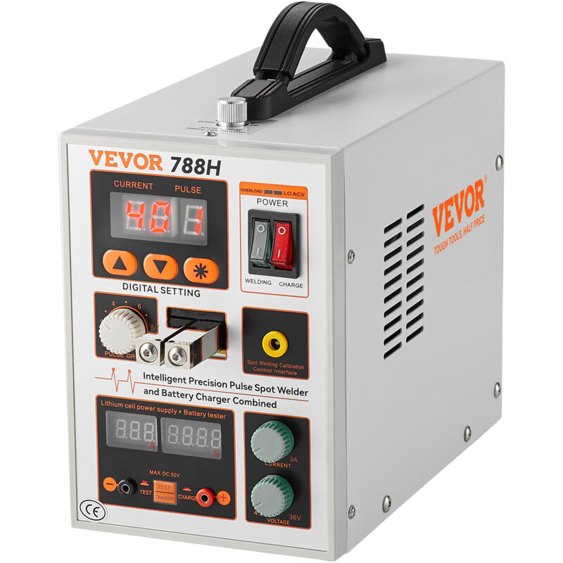 Image of VEVOR Saldatrice a Punti a Batteria, Saldatrice a Punti a Impulsi 788H, Saldatrice a Batteria Portatile ad Alta Potenza con 2 Modalita, LED per