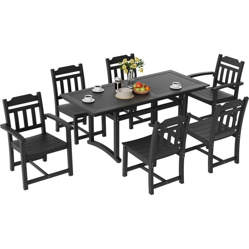 Salon de Jardin Exterieur 7 Pieces Ensemble Table et Chaises de Jardin en Polystyrene Impermeable Capacite de Charge de 150 kg Mobiliers de Jardin