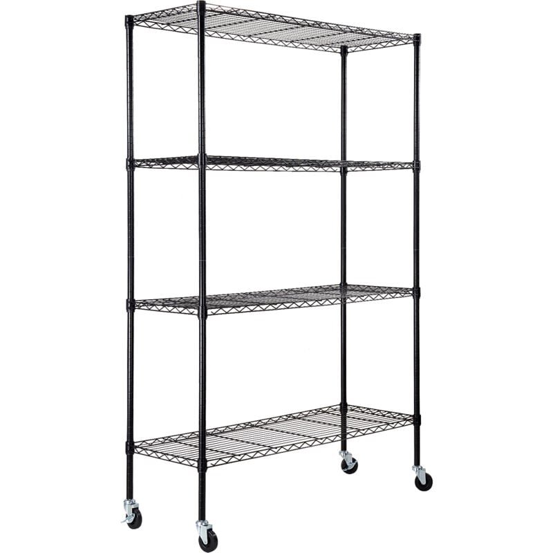 Image of Scaffale portaoggetti con Ruote, 4 Ripiani Regolabili, Capacita 700 Libbre, Scaffali da Garage per Carichi Pesanti Scaffale Metallico Organizzatore