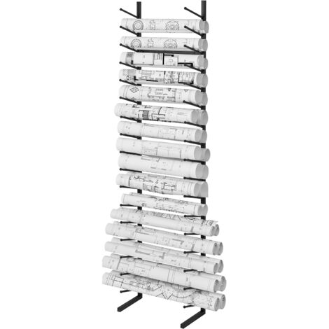 VEVOR Scaffale Portaprogetti 540 x 285 x 2125 mm Espositore per Manifesti Sospesi a 16 livelli, Portarotolo Verticale per Progetti 2 Rotoli/Pneumatico, Scaffale per Portarotolo con Mappa Cianografica