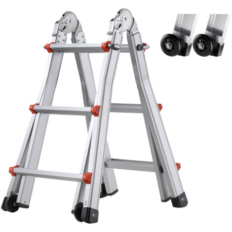 VEVOR Scala Telescopica con Telaio ad A, Scala Estensibile Compatta in Alluminio da 3 Metri, Scala Pieghevole Portatile Multifunzione per Camper, Scala Telescopica per Compiti, Scale, Tetti Interni ed