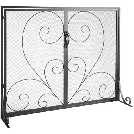 VEVOR Schermo Parascintille per Caminetto 2 Pannelli Schermo per Stufa da 99x80,2 cm con Porta Magnetica, Parascintille per Camino Stufa di Soggiorno Decorazione deInterni Nero, Pannello Parascintille