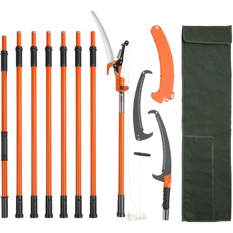 VEVOR handbediende stokzaag, 2,2–8,2 m uitschuifbare boomschaar, scherp stalen blad en schaar, hoge takken, takkensnijder met lichtgewicht glasvezel handgrepen, voor het snoeien van palmbomen en struiken.