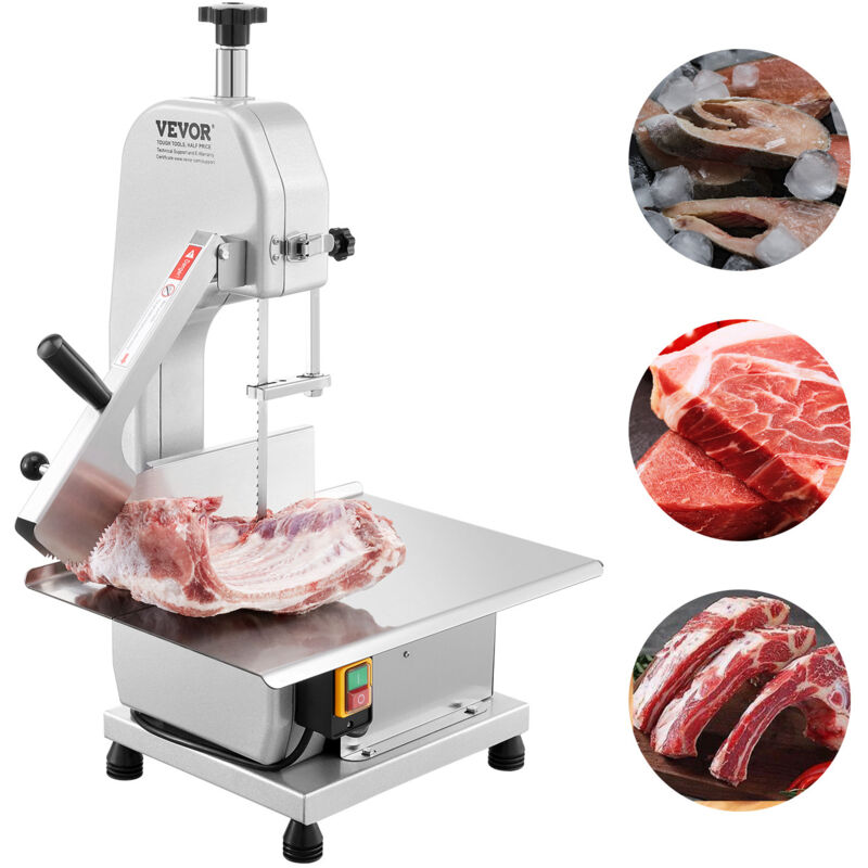 Vevor - Scie a os de boucher electrique commerciale, scie a ruban de comptoir pour os 650 w, scie pour viande et os congeles, table 415 x 483 mm,