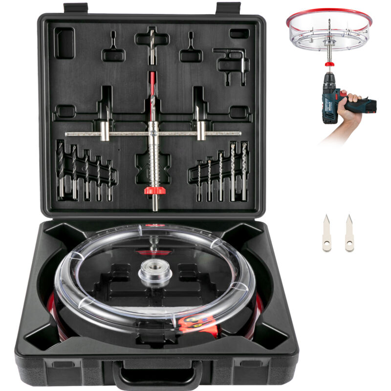 VEVOR Scie Cloche Réglable Coupe Cercle Avec Capot Anti Poussière Propre Sécurisé 4-30cm