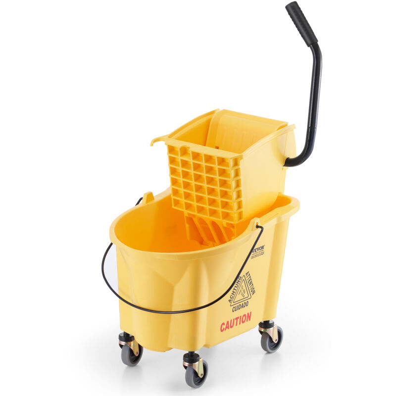 Vevor Seau-Essoreur a Serpilliere, 24,6 l. Seau a Vadrouille avec Essoreuse Commercial a Pression Laterale, Chariot Lavage Sol, pour Menage Nettoyage