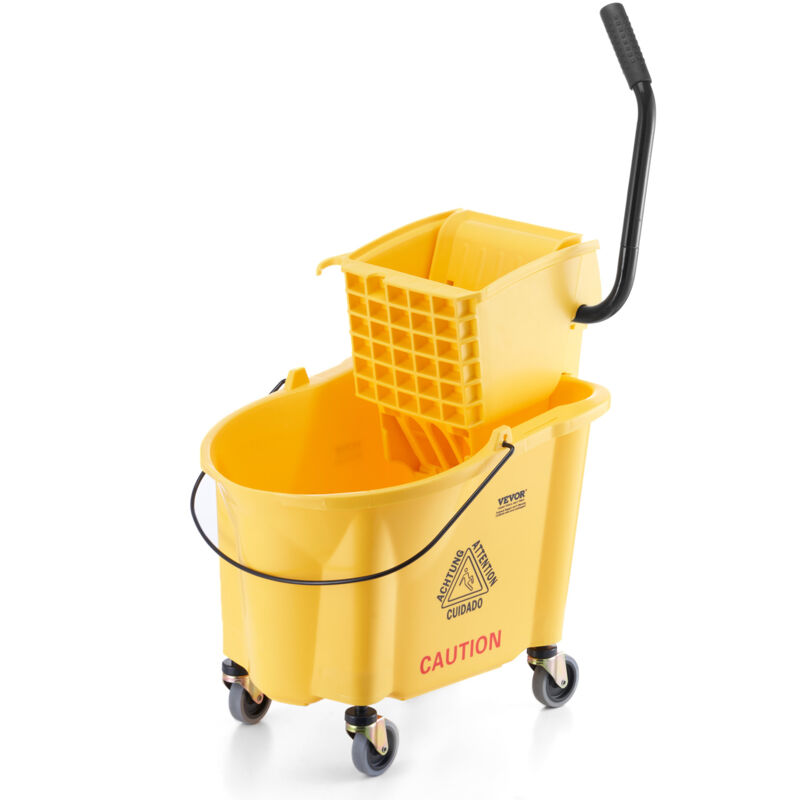 Vevor Seau-Essoreur a Serpilliere, 33 l. Seau a Frange avec Essoreuse Commercial a Pression Laterale, Chariot Lavage Sol, pour Menage Nettoyage des