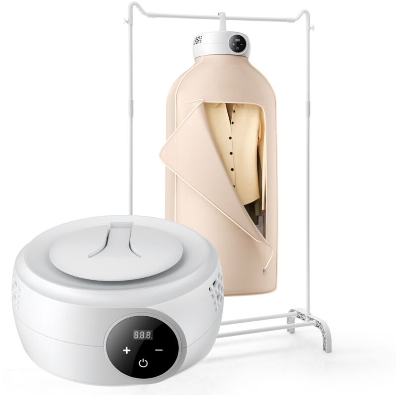 VEVOR Seche-Linge Electrique Portable 600 W, Sechoir a Linge avec Sac de Sechage, Chauffage PTC et Affichage LED, Pliable avec Minuterie de 5 Heures