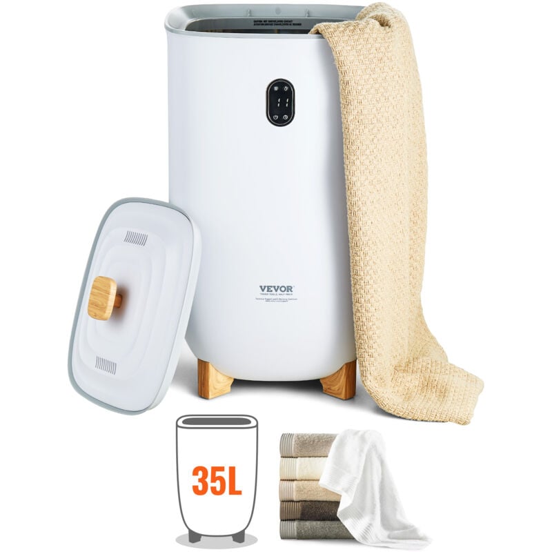 VEVOR Seche Serviettes 35 L, Chauffe Serviettes avec Ecran LED et Fonction de Sechage, Seau Chauffe Serviettes Intelligent avec Minuterie Reglable