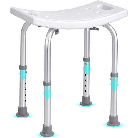 VEVOR Sedile per Doccia Antiscivolo Altezza Regolabile 360-485mm, Sgabello per Doccia Carico max. 158,8kg, Sedia per Doccia in Alluminio PE, Sgabello da Bagno Doccia Antiscivolo Portata 158,8kg Bianco