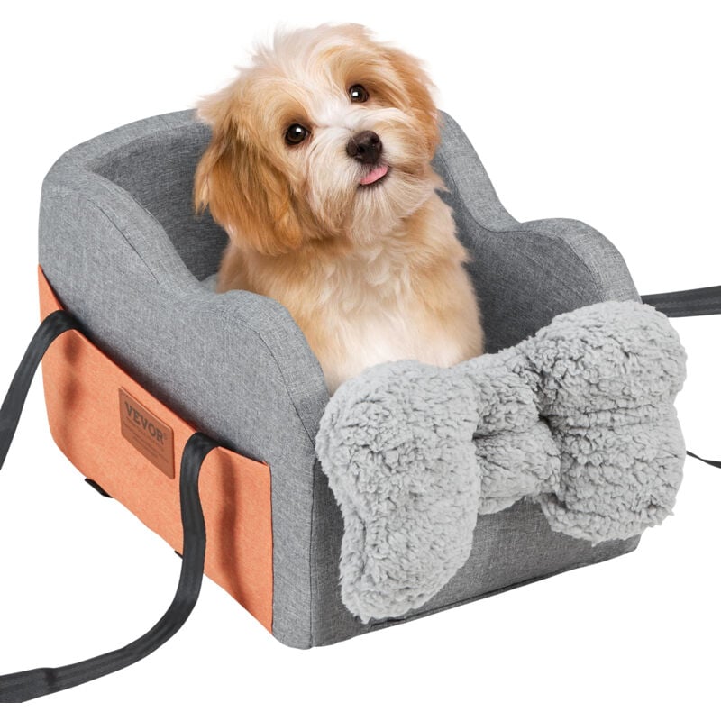 Image of Seggiolino da Auto per Cani di Piccola Taglia 3,6kg, Rialzo per Cani, Guinzaglio con Clip, Cinghie Regolabili, Cuccia per Animali Domestici con