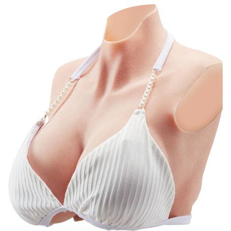 VEVOR Seni Finti in Silicone per Cosplay Carnevale, Coppa K Scollo Alto per Travestiti, Seni Finti Realistici Riempiti in Silicone Pettorale Artificiale per Crossdresser Cosplay Anime, Colore Avorio