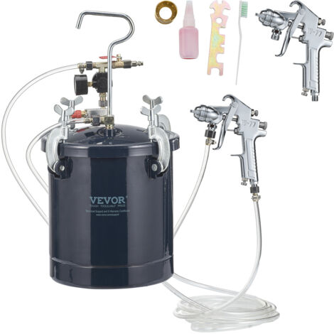 VEVOR Serbatoio Spruzzatore di Vernice 2 Pistole Alimentazione a Pressione Regolabile tra 0-4,1 bar, Spruzzatore per Verniciatura Pistola Doppia 1,5mm+4mm Serbatoio da 10L, Serbatoio a Spruzzo Vernice