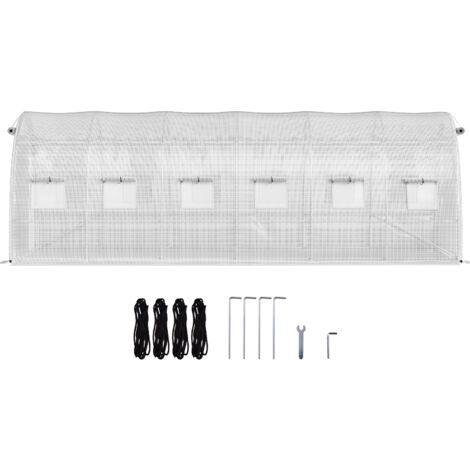VEVOR Serra da Giardino per Piante a Tunnel Impermeabile con 12 Finestre e Porte 6,1 x 3 x 2,1m, Serra a Tunnel da Esterno Impermeabile in Acciaio Zincato Copertura PE 30,6 kg, Serra a Tunnel Bianco