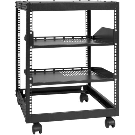 VEVOR Server Rack a Telaio Aperto 12U, Profondita Regolabile da 15''-40'', Server di Rete Rack da Autoportante o con Montaggio a Parete, Rack AV a 4 Posti con Ruote