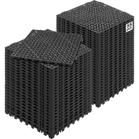 VEVOR Piastrelle Per Patio A Incastro 10 Pezzi, 300x300x20 Mm, In Plastica PP Impermeabile, Effetto Legno Marrone Scuro, Antiscivolo, Carico 440 Lbs, Per Esterni, Piscina, Cortile