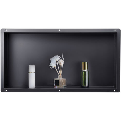 VEVOR Shower Niche, 33.0 x 63.5 x 10.2 cm Frameless Recessed Wall Niche, Heavy-duty Stainless Steel Modern Shampoo Storage Organizer, Sealed Waterproof, Durable & Easy to Install, Black for Bathroom