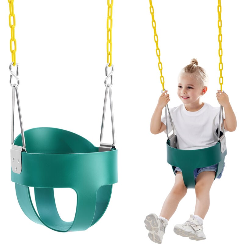 Siege de balancoire pour tout-petits, 68 kg, siege de balancoire pour bebe a dossier haut, avec chaines et mousquetons enduits, pour les tout-petits