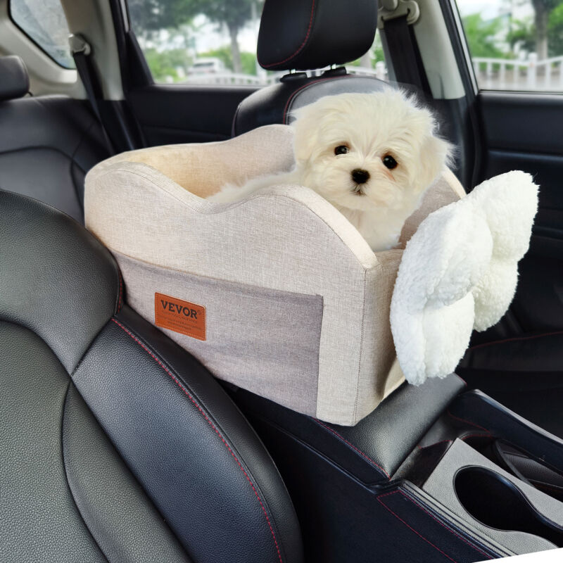 Siege deauto pour chiens de petite taille 3,6 kg, siege rehausseur pour chien, laisse a clipser, sangles reglables, lit de voiture sur accoudoir