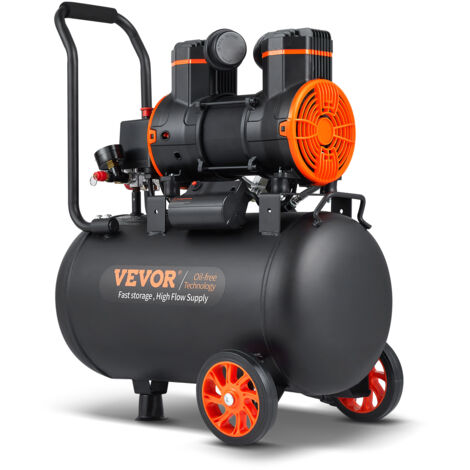 VEVOR Silent Druckluftkompressor 2800U/min Flüsterkompressor 70dB Ölfreier Kompressor mit 2 Rädern 35L Druckbehälter 6-8Bar 1800W (2,5PS) 3,5MPa  Autoreparaturen Sprühlackierung Holzarbeiten