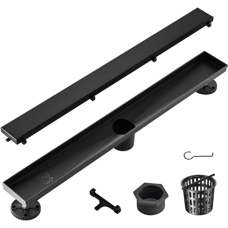 Vevor Siphon Sol 609x70 mm Caniveau Douche Italienne Lineaire avec Couvercle deInsertion dans Carrelage Acier Inox 304 Brosse Filtre Cheveux Drain de