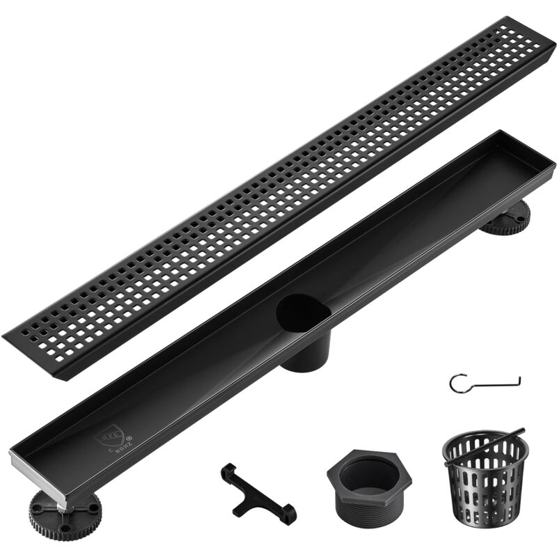 Mophorn - vevor Siphon Sol 609x70 mm Caniveau Douche Italienne Lineaire Grille a Motif Carre Acier Inox 304 Brosse 42,5 L/min Filtre Debris Cheveux