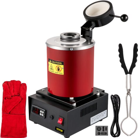 VEVOR Sistema di Controllo PID Forno di Fusione Macchina, Modello GF1100ND3, Capacita 3 kg 220 V 1750 W 1150 ℃ Forno Fusore per Oro per La Lavorazione di Metalli Preziosi Come Oro, Argento e Rame