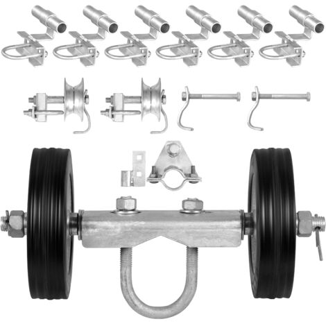 VEVOR Sliding Gate Kit, 6” Rolling Gate Hardware Kit C-type, Wheel Carrier with Two 6" Wheels Support, Heavy Duty Sliding Gate Rollers for Connect Tracks Door Frames,Sliding Gate Guide Roller,600 lbs