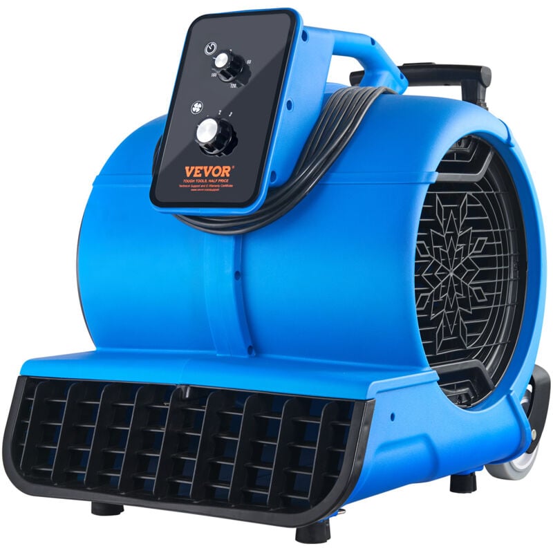 VEVOR Soffiatore da Pavimento 1400 Giri/min Ventilatore per Asciugatura Tappeti Portatile 113,26 m³/min con 3 Angoli di Soffio Temporizzatore 3