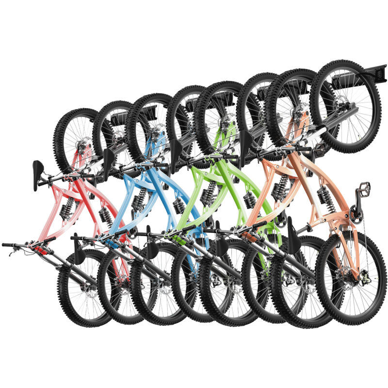 VEVOR Solution de rangement pour velos, peut accueillir 8 velos et 7 crochets pour casque, support de velo mural pour la maison et le garage,