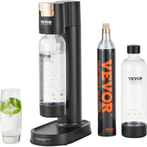 VEVOR Sparkling Water Maker, Soda Maker Machine for Home Carbonating, Seltzer Water Starter Kit with 2 BPA-free 1L PET Bottles, CO2 Cylinder, Compatible with Mainstream Screw-in 60L CO2 Cylinder