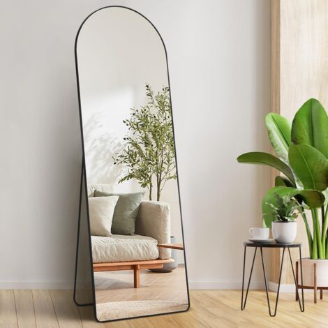 VEVOR Specchio ad Arco a Figura Intera 1650 x 558 mm Grande Specchio da Terra Appeso a Parete con Supporto Telaio in Lega di Alluminio, Specchio da Toeletta a Corpo Intero per Camera da Letto, Nero
