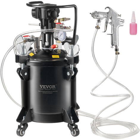 VEVOR Spray Paint Pressure Pot, 10 L/2.5 gal Fully Automatic Stirring Pressure Pot Tank, 70 psi Adjustale Pressure, Pressure Pot Paint Tank with Spray Gun and Hoses, for Home Decor Industry Painting