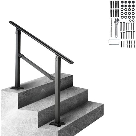 MOPHORN VEVOR Stair Handrail Railing, 914.4mm, 3 Steps Handrails for Outdoor, Carbon Steel and Metal Hand Rail with Installation Kit, 0-50 Degree Adjustable, Perfect for Concrete Wooden Floors Ceramic Tiles