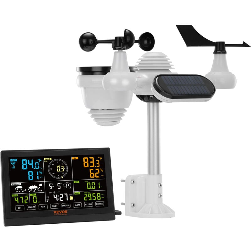 Vevor - Station Meteo Interieur Exterieur Sans Fil 7 en 1 Grand Ecran Couleur 7,5 po Station Meteo Numerique Donnee Previsionnelle Alarme Alerte pour